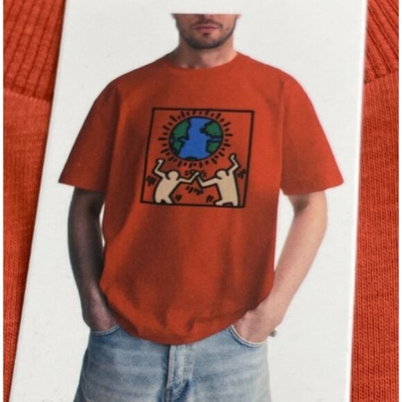 NEW Keith Haring Men's XL Red Graphic T-Shirt 100% Cotton - Picture 1 of 10